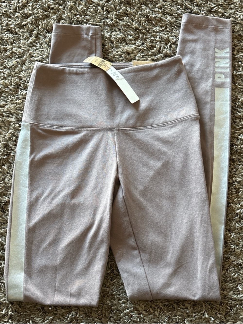 PINK Victoria's Secret Light Mauve Leggings with Side Stripe